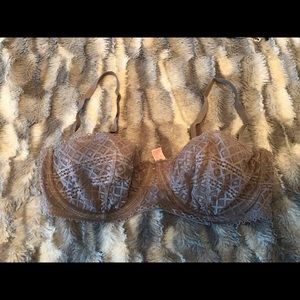 Victoria Secret Grey Lace Balconnet Bra 34 D